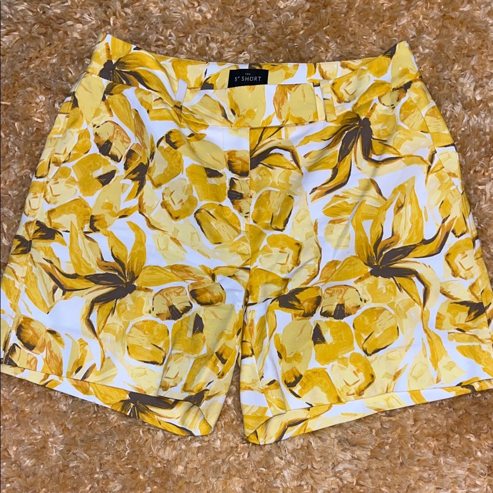 White House Black Market Yellow Tropical Shorts